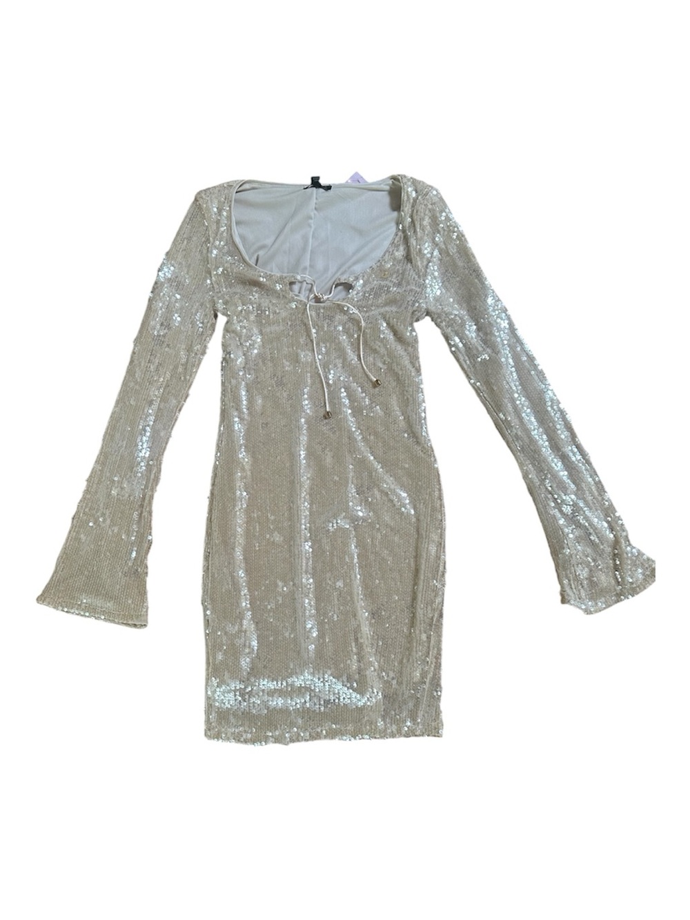 wild fable Champagne Sequin Long Sleeve Mini Dress